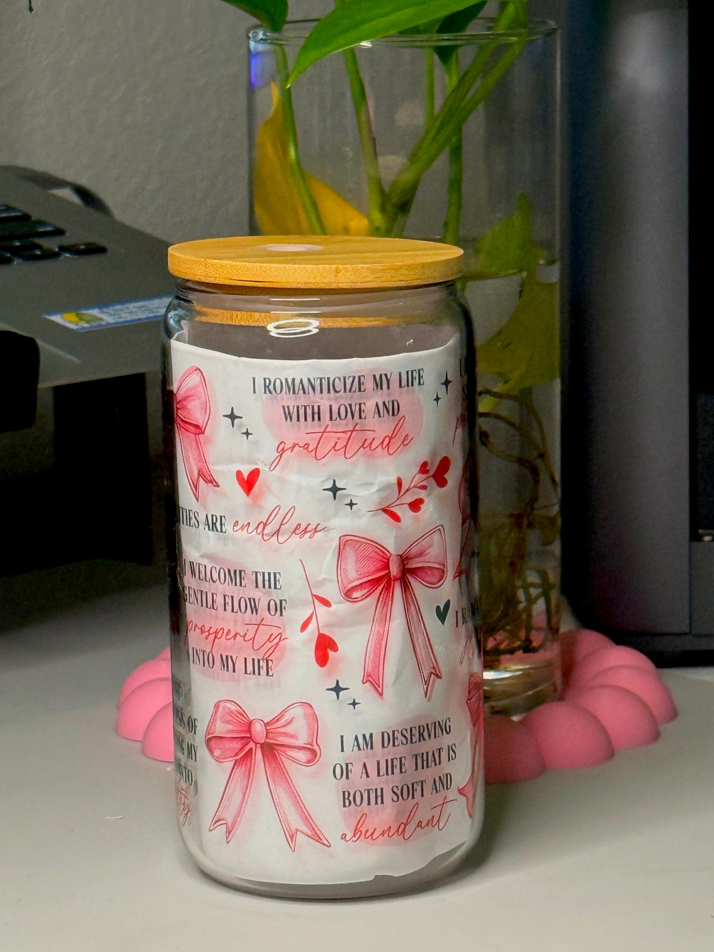 In My Soft Girl Era - 16 oz glass drink ware microwave and dishwasher safe