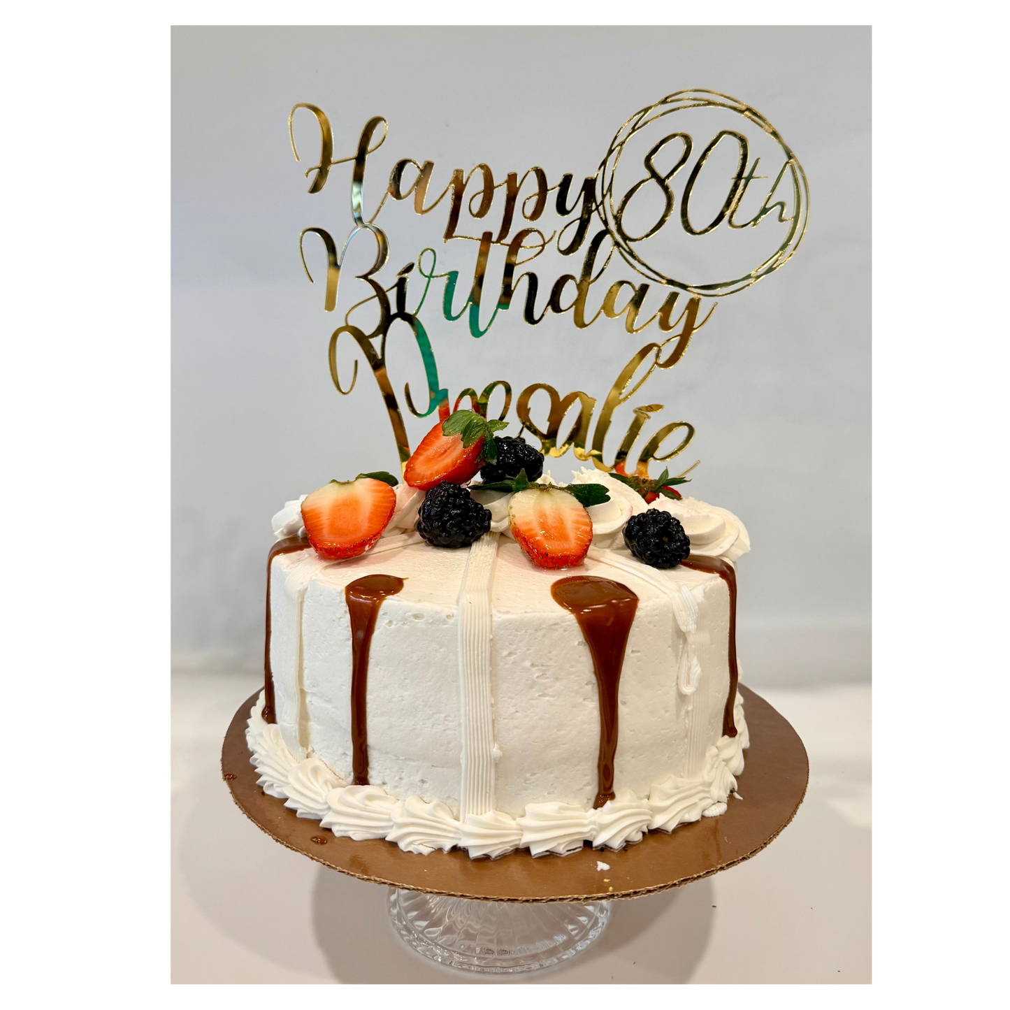Personalize Cake Topper - Gold Reflective Acrylic Style 1