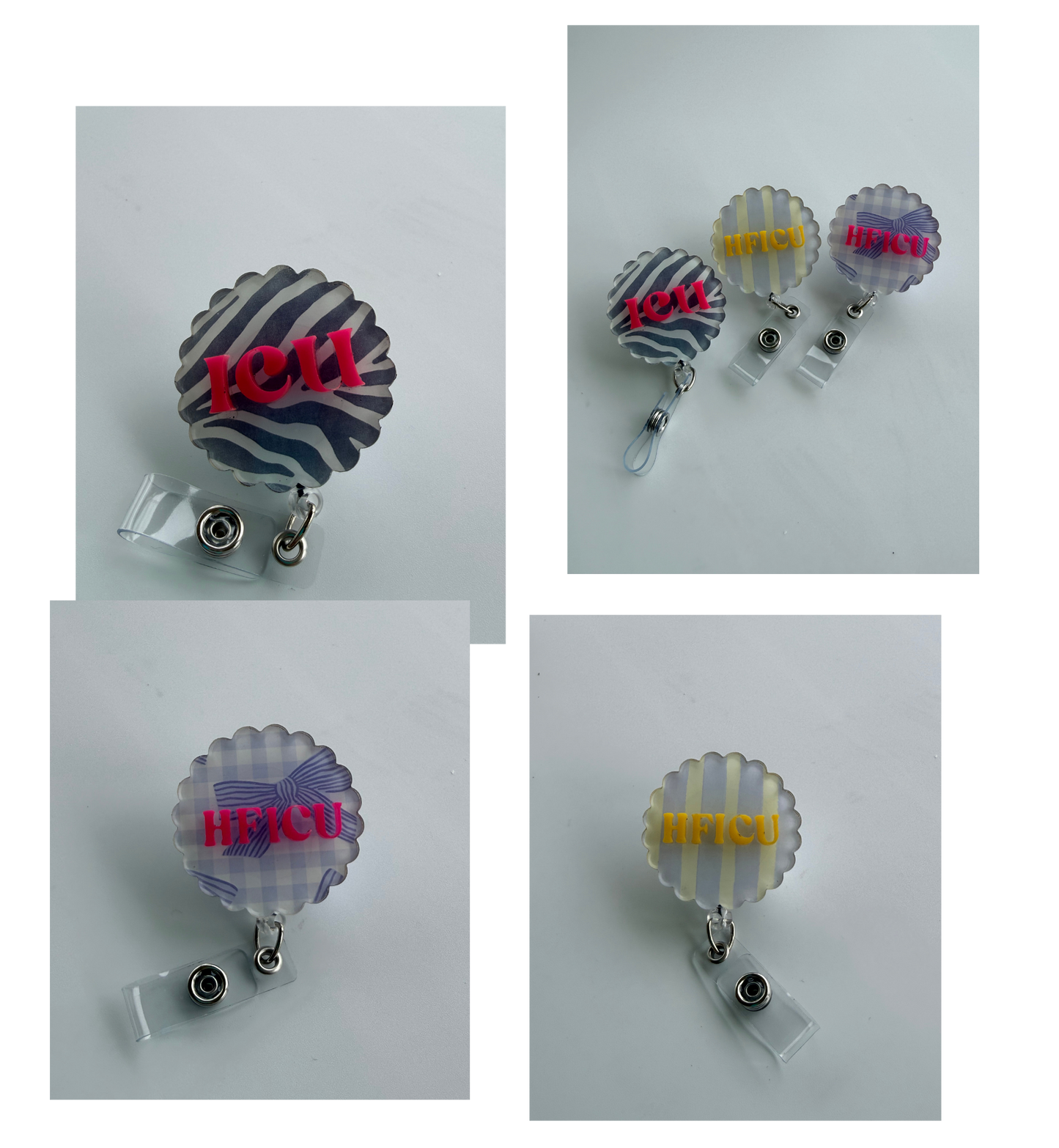 Checkerboard and Bows -With alligator clip and retractable reel