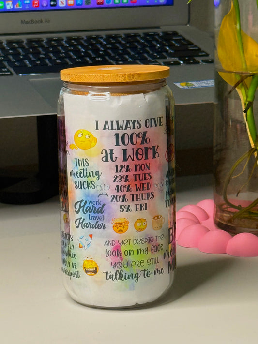 That Sarcastic Cup of Joe - 16 oz glass dishwasher and Microwave Safe