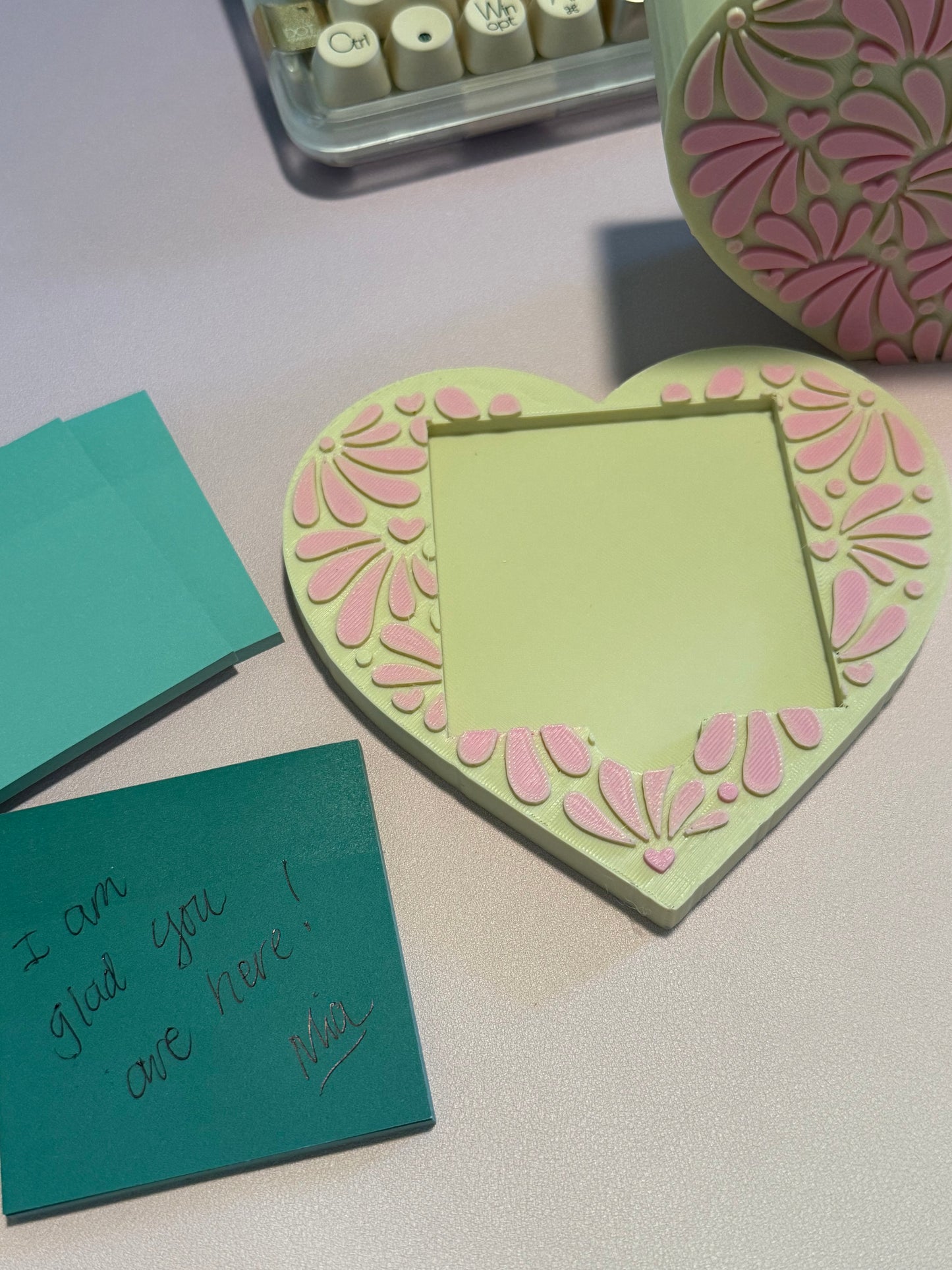 Sticky Note Cream and Pink in Mexican Talvera Print