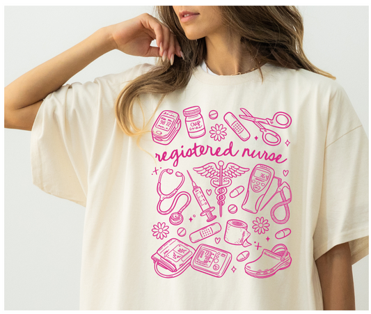 Registered Nurse Tee - Pink Graphic
