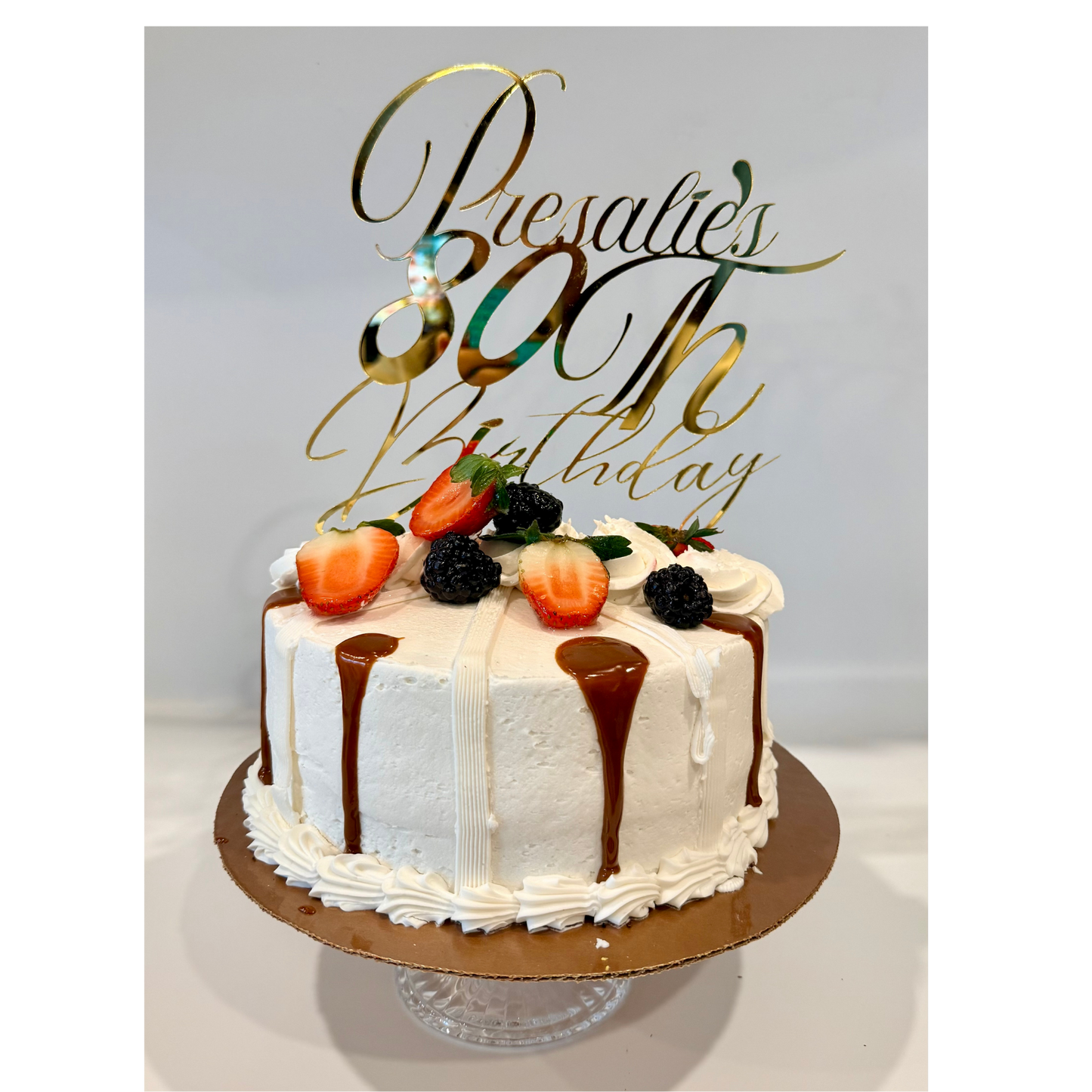 Personalize Cake Topper - Gold Reflective Acrylic Style 2