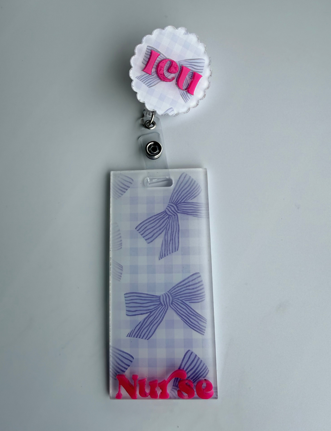 checkered and bows matchy badge buddy and reel