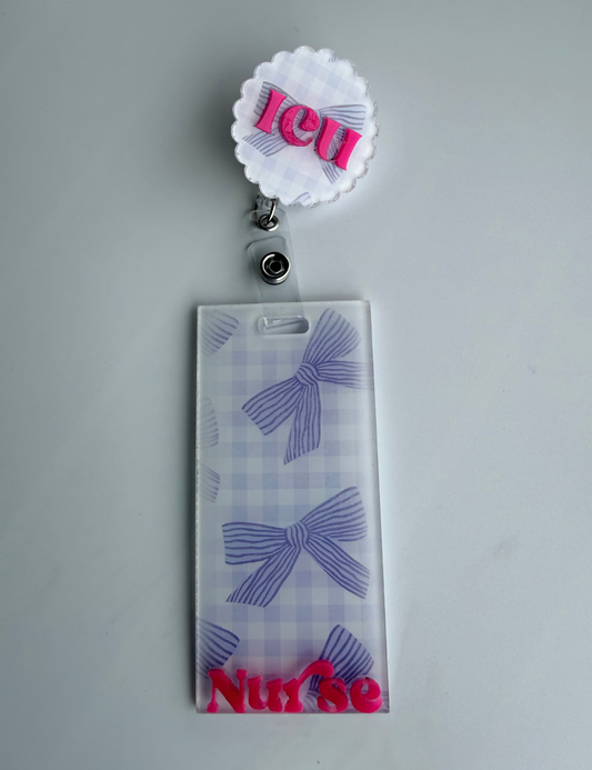 checkered and bows matchy badge buddy and reel